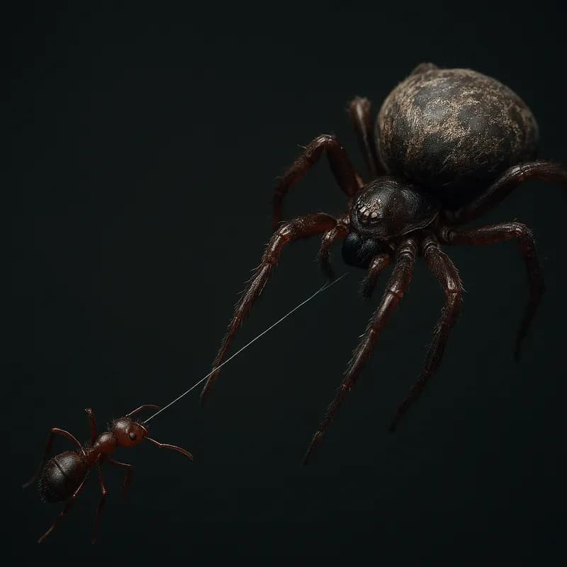 Noua specie de păianjen Ballista folosește o capcană de mătase pentru a prinde furnicile